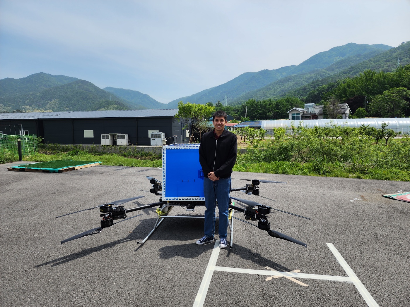 In front of the Monster Drone